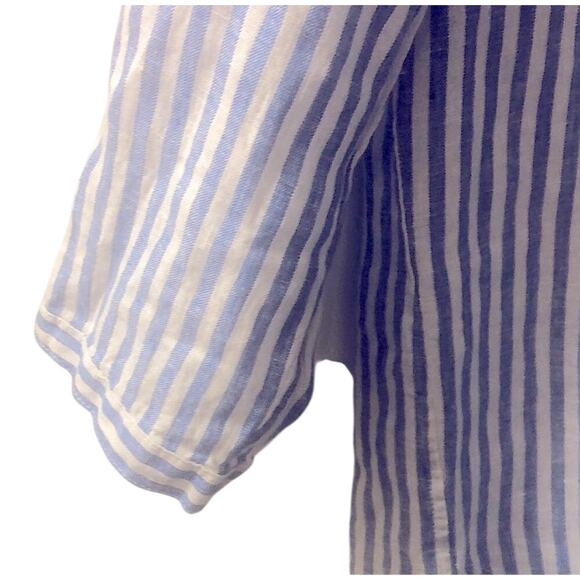 LL Bean Linen Striped Tunic NWT, classic blue/white, long sleeve, coastal preppy - Picture 6 of 10